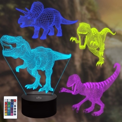 HLD Lampeez Dinosaur Lamp Kits, 3D Night Light Illusion Lamp 4 Patterns With Remote 16 Color Change Decor Lamp, Dinosaur Gifts F