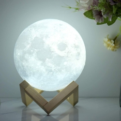 HLD Moon Lamp, 3D Printed Night Light ┃Remote & Tap & Touch Control \w 16 RGB Colors, 4 Changing Mode, Dim Function, Timer ┃ Lunar Lamp Decor