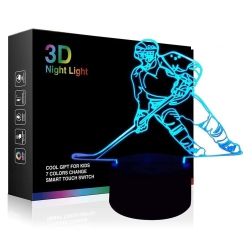 HLD Optical Illusion 3D Hockey Night Light 7 Colors Changing USB Power Touch Switch Decor Lamp Led Table Desk Lamp Brithday Children Kids Christmas