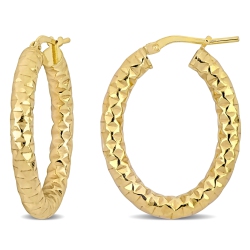 AMOUR Diamond Cut Hoop Earrings Silver In Yellow