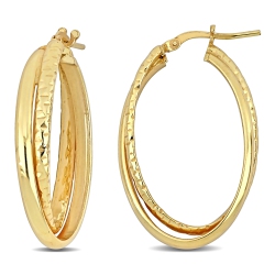 AMOUR Entwined Hoop Earrings Silver In Yellow