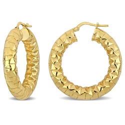 AMOUR Diamond Cut Hoop Earrings Silver In Yellow