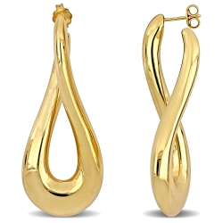 AMOUR Oval Twist Hoop Earrings Silver In Yellow