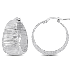AMOUR Textured Hoop Earrings In Silver