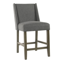 HOMEPOP Dinah 40.75" Traditional Wood And Fabric Counter Stool In Pewter