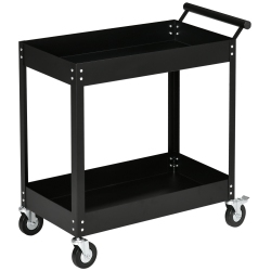 DURHAND 2 Tier Rolling Tool Cart With Wheels, Steel Mobile Service Utility Cart for Garage, Mechanics And Warehouse, 330Lbs Capacity In Black