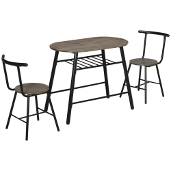HOMCOM 3-Piece Dining Table Set, Oval Kitchen Table And 2 Chairs, Small Breakfast Table Set \w Metal Frame for Small Space, Dining Room, Living