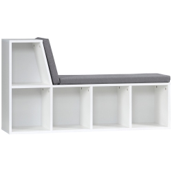 HOMCOM Bookshelf With Reading Nook, Bookcase With Seat Cushion, 5 Cube Storage Shelf for Home Office, Study In Grey