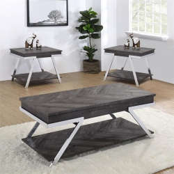 STEVE SILVER COMPANY Steve Silver Roma Dark Wood And Laminate 3-Piece Occasional Table Set In Gray