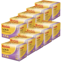 KODAK 10 Packs 200 Color Negative Film 35MM Roll Film, 24 Exposures In Gold