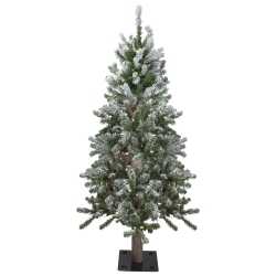 NORTHLIGHT Pre-Lit Medium Flocked Alpine Artificial Christmas Tree - 4' - Clear Lights