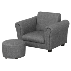FURNITURE ONE Child’S Armchair With Ottoman In Gray