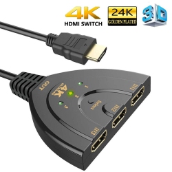 SUPERSHIELD 3 Port HDMI Switch Ultra HD 4K 1080P Switcher Splitter Cable for Tv PC Consoles -