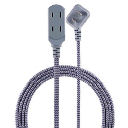 CORDINATE 3-Outlet Polarized Braided 15Ft Extension Cord