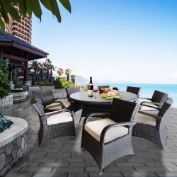 FURNITURE ONE 9 Pieces Outdoor Dining Table And Chairs Set Aluminium Full Assemble