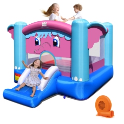 GYMAX Inflatable Bounce House 3-In-1 Elephant Theme Inflatable Castle W/ 750W Blower