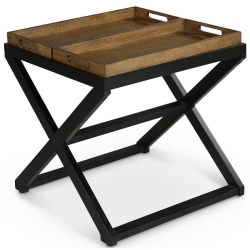 BOWERY HILL Mid-Century Walnut And Ebony Solid Wood End Table