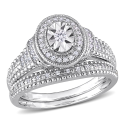 AMOUR 1/4 Ct Tw Diamond Bridal Ring Set - Size 7 In Silver