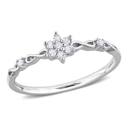 AMOUR 1/10 Ct Tw Diamond Floral Promise Ring - Size 6 In Silver