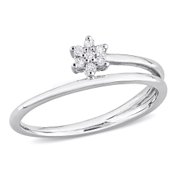 AMOUR Diamond Accent Floral Promise Ring - Size 7 In Silver