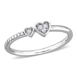 AMOUR Diamond Accent Heart Promise Ring - Size 6 In Silver