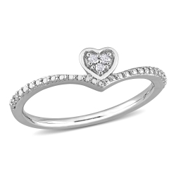 AMOUR Diamond Accent Heart Promise Ring - Size 6 In Silver
