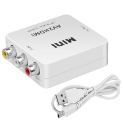 SUPERSHIELD Rca to HDMI Converter, 1080P Av to HDMI Rca Composite Cvbs Video Audio Converter Mini Av2HDMI Adapter Supporting Pal/ntsc For