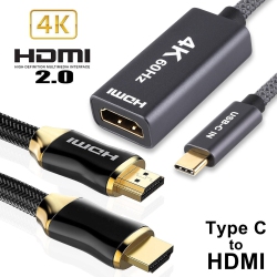YELLOW-PRICE USB C to HDMI Adapter 4K60Hz Cable [Thunderbolt 3 Compatible]+HDMI 2.0 HD Cable