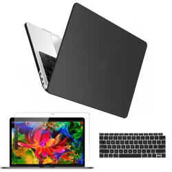 YELLOW-PRICE Rubberized Plastic Case+Keyboard Cover+HD Film for Macbook Pro 15.4" A1990 In Black