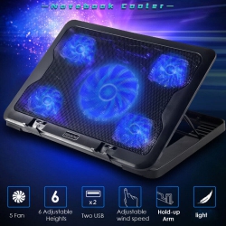 YELLOW-PRICE Laptop Cooler Stand With 5 Fan & Tilt for 15 17" Inch Button Control Cooling Pad