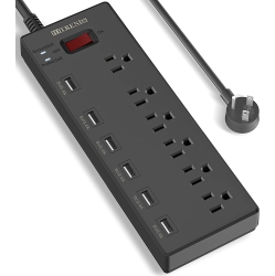 GENERIC Power Bar, Power Strip Surge Protector 6 Outlets With 6 USB Charging Ports, 1625W/13A Multiplug for Multiple Devices