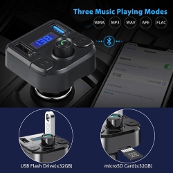 YELLOW-PRICE Bluetooth Music Player Fm Transmitter W/ Hands-Free Calling& 2 USB Ports Charger