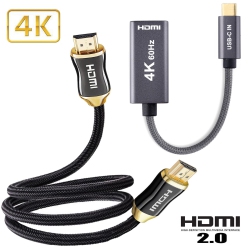 YELLOW-PRICE for Macbook Pro/ipad Pro 4K/60Hz USB C to HDMI 2.0 Female Adapter&hdmi 2.0 Cable