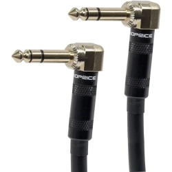 GENERIC Premier Series 1/4 Inch (Trs) Guitar Pedal Patch Cable Cord - 8 Inch - With Right Angle Connectors In Black