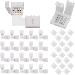 GENERIC 10MM 5050 RGB Led Strip Light Connectors Kits With 20X Gapless Connectors, 20X L Shape 4 Pin Right Angle Corner