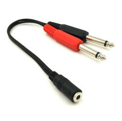 GENERIC 3.5MM (Mini) 1/8" Trs Stereo Female to 2 Dual 1/4 Inch 6.35MM Mono Ts Male Y Splitter Cable, Stereo 1/4 to 1/8