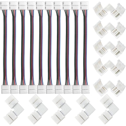 GENERIC 10MM 5050 RGB Led Strip Light Connectors Kits With 10PCs L Shape 4 Pin Right Angle Corner Solderless Connector