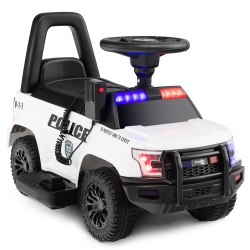 COSTWAY 2-In-1 6V Kids Ride On Police Car Toddler Push Car W/ Megaphone & Siren