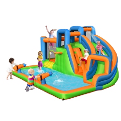 COSTWAY Inflatable Water Slide Giant Bounce Castle W/dual Climbing Walls Blower Excluded
