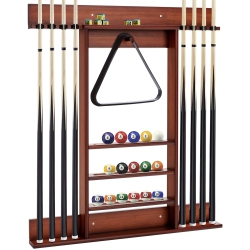 TOPBUY Wall-Mounted Billiard Pool Cue Rack Pool Sticker Holder for Storing Cues & Pool Table Equipment Accessories Black/brown