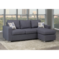 HAMUQ Reversible Sofa Sectional Small Fabric W Accent Pillows In Grey