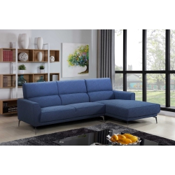 HAMUQ Linen Sectional W Sleek Metal Legs W Right Hand Facing Chaise In Blue