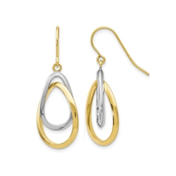 GEM AND HARMONY 10K And White Gold Polished Shepherd Hook Dangle Earrings In Yellow