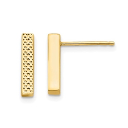 GEM AND HARMONY 14K Gold Textured Bar Stick Post Earrings In Yellow