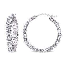 GEM AND HARMONY 1.25 Carat (Ctw) Synthetic Moissanite Hoop Earrings In Sterling In Silver