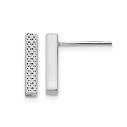 GEM AND HARMONY 14K Gold Textured Bar Stick Post Earrings In White