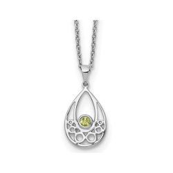 GEM AND HARMONY 1/8 Carat (Ctw) Peridot Drop Pendant Necklace In Sterling Silver With Chain In Green