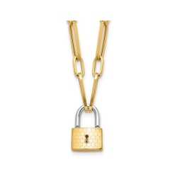 GEM AND HARMONY 14K Gold Fancy Link With Lock Necklace (Chain 18.25 Inche) In Yellow