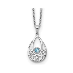 GEM AND HARMONY 1/10 Carat (Ctw) Topaz Drop Pendant Necklace In Sterling Silver With Chain In Blue