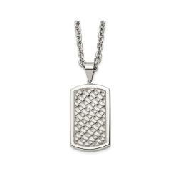 GEM AND HARMONY Mens Stainless Steel Weaved Pattern Dog Tag Pendant Necklace With Chain In Multicolor